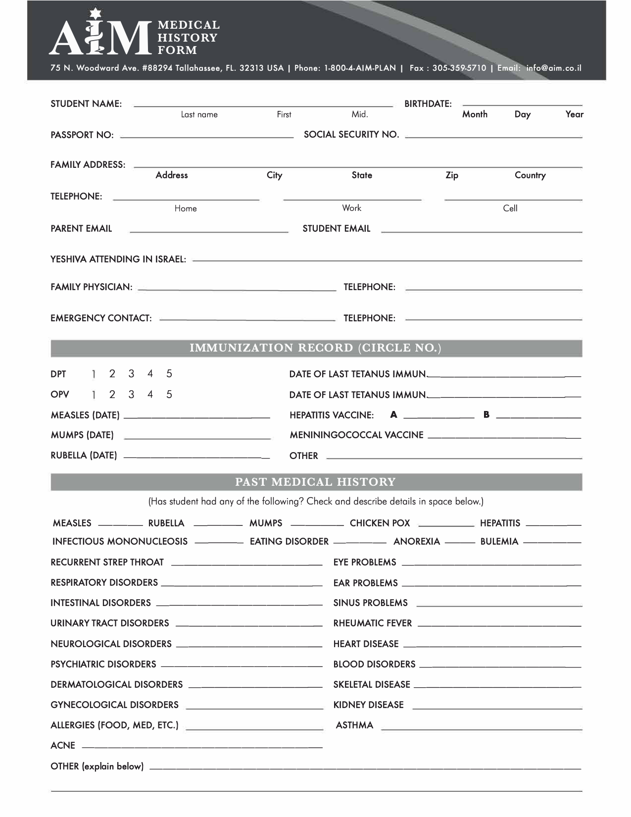 Preview of AIM Medical Form
